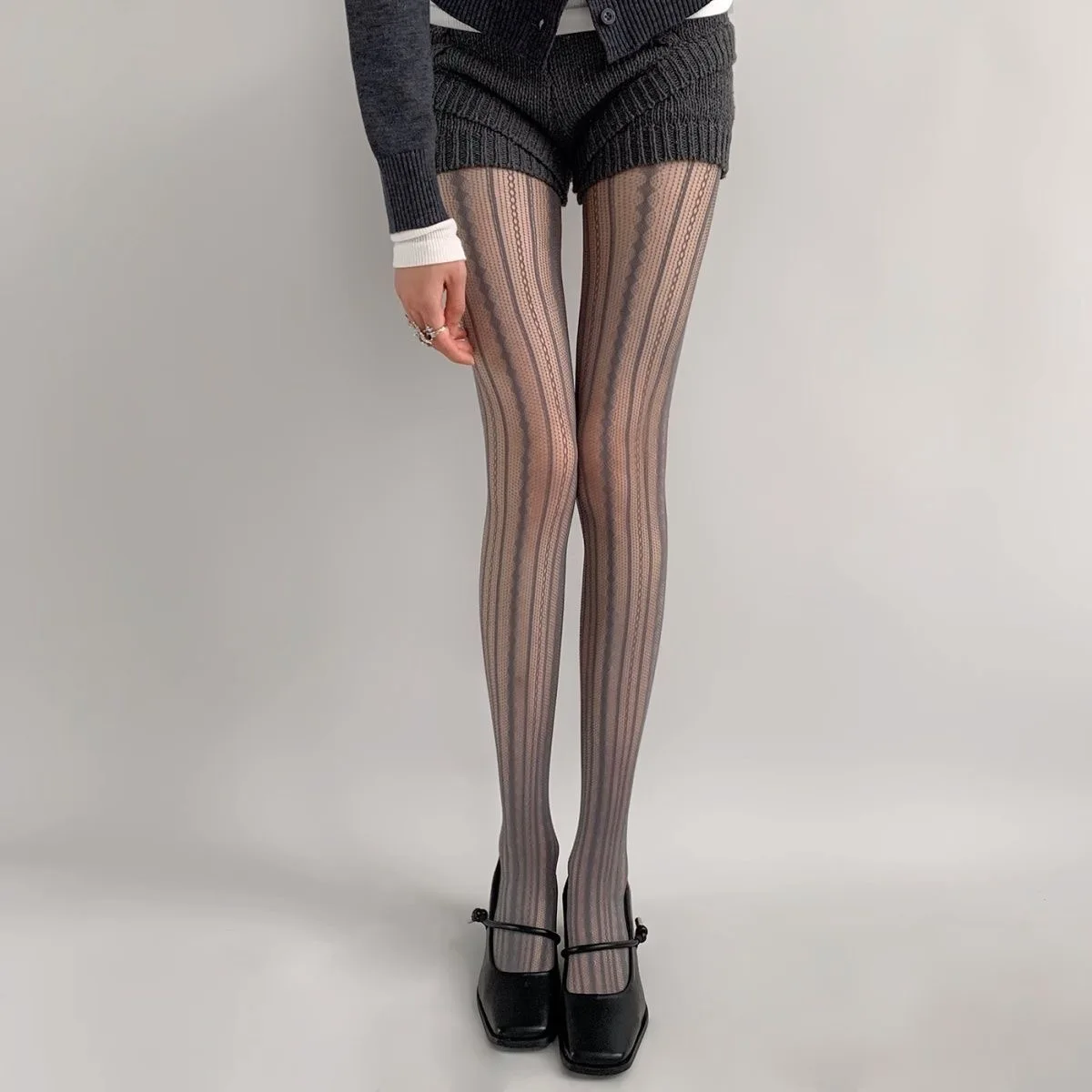 Lolita Stockings Womens Fishnet Tights Sexy Geometric Striped Pantyhose Rattan Mesh Lace Gothic Y2K Seamless Fishnet Legging image 6