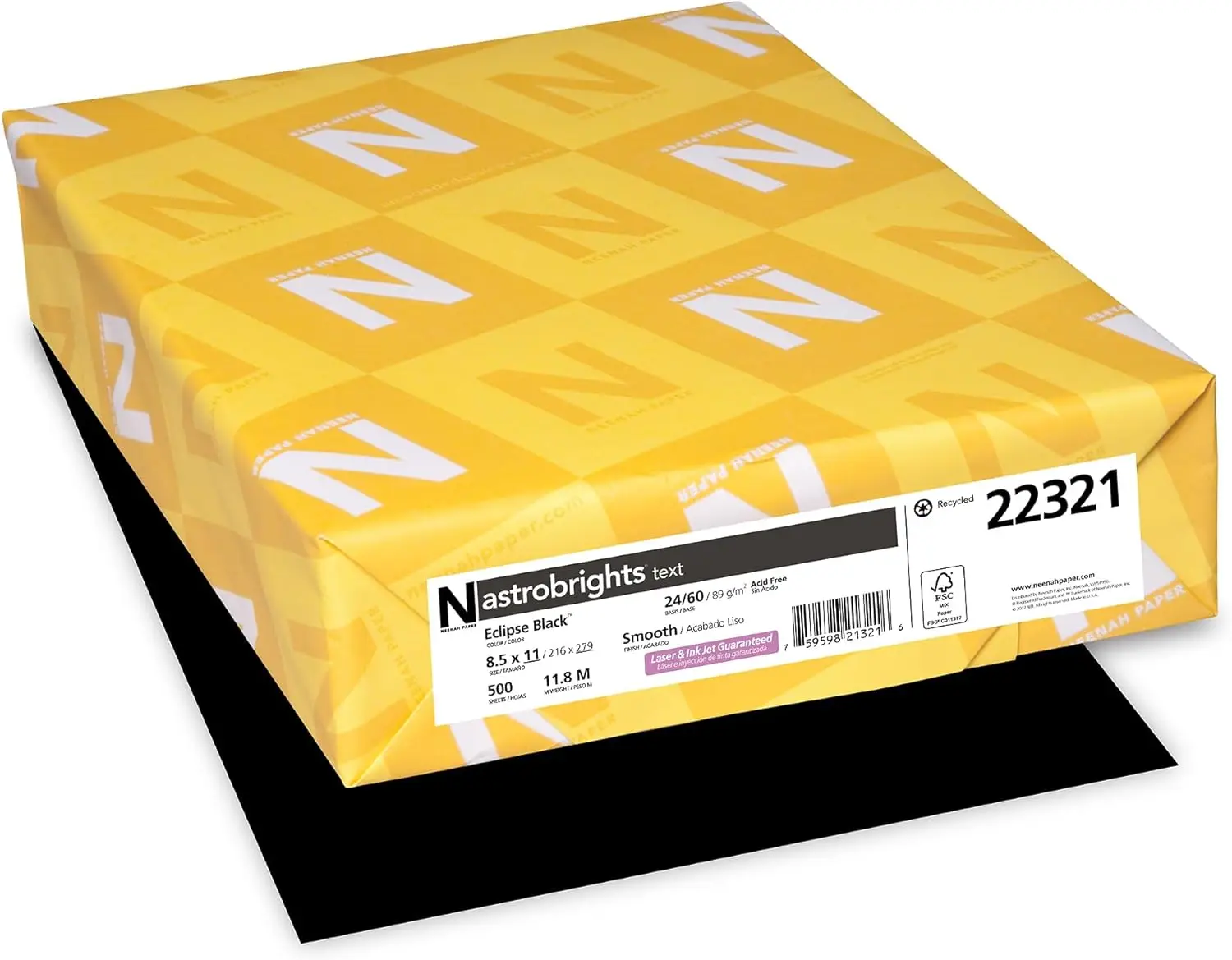 

Premium 24lb Black Paper, 8.5x11 Inches, 500 Sheets - Ideal for Printing and Crafts
