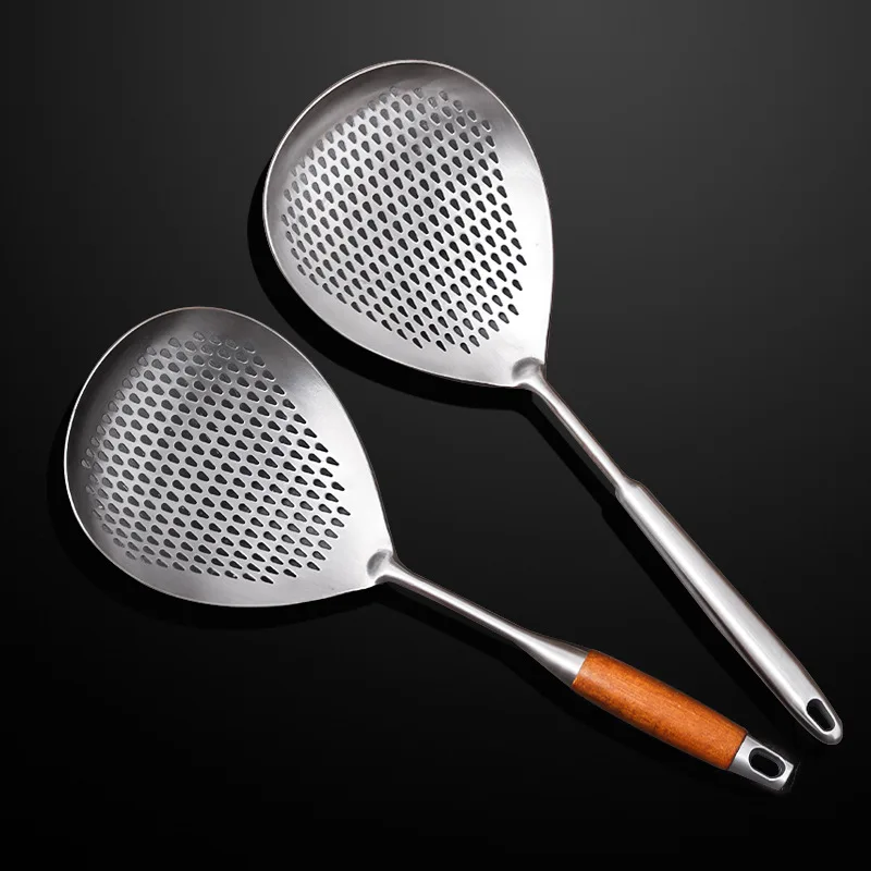 Stainless steel strainer with short handle kitchen hot pot soup spoon strainer for scooping dumplings water-filtering mesh spoon