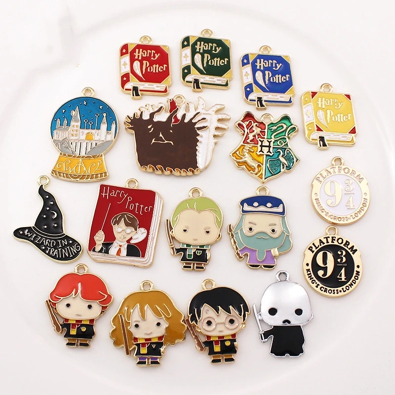 10Pcs/lot Cute Cartoon Magic School Enamel Charms Jewelry Accessories for DIY Earrings Jewelry Make Necklace Bracelet Pendants