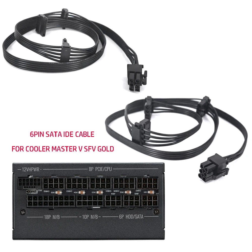 

6-контактный кабель PCIE TO 3 * SATA Molex IDE для Cooler Master V SFX GOLD 850 Вт Модульный кабель питания SSD HDD Кабель питания жесткого диска