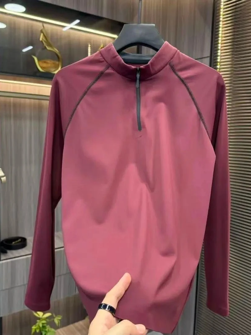 

Мужская повседневная толстовка на молнии с длинным рукавом, осенне-весенняя, универсальная, с воротником-стойкой, на молнии, базовая футболка-свитшот