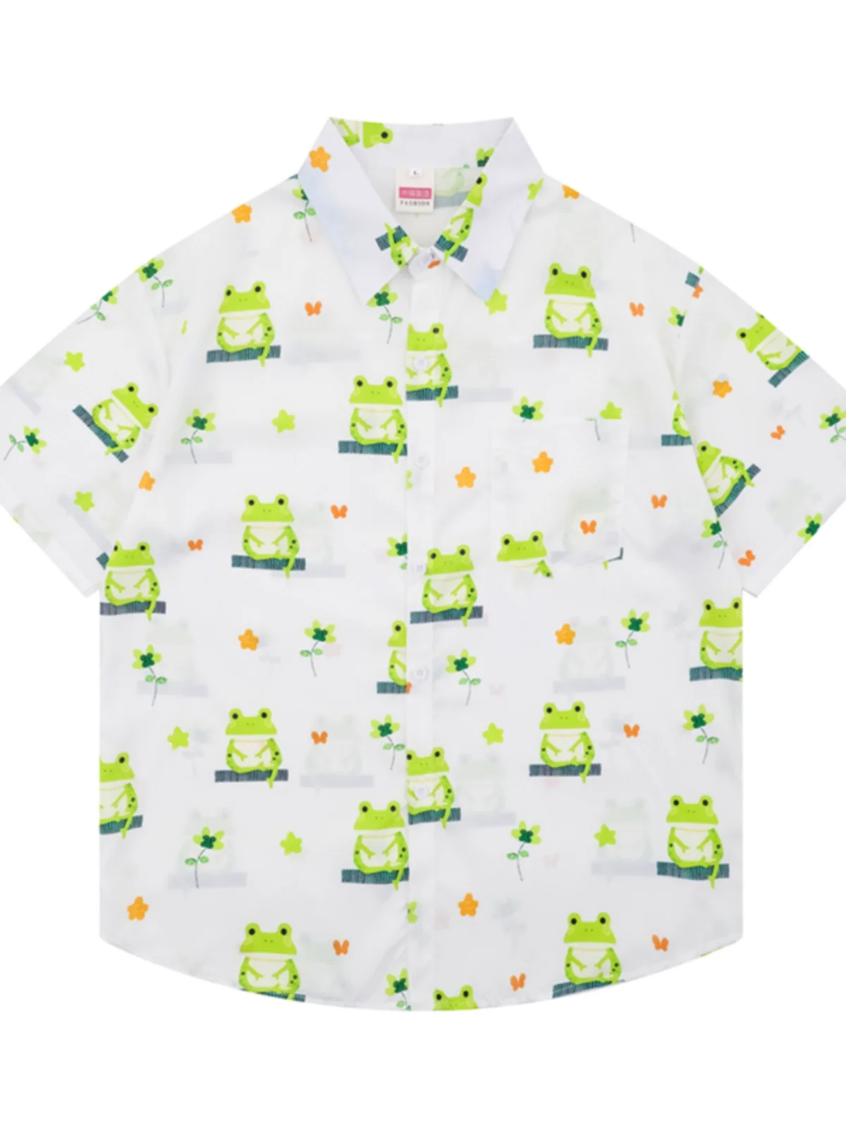 

Vintage Cartoon Print ort Sve Men's irt Couple's Summer Hawaiian Sle Breathable Polyester Fibre Cuban Collar irt