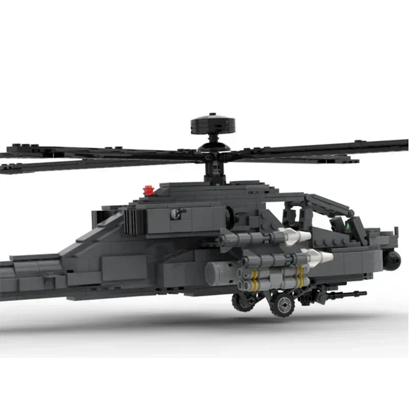 Modello di aereo militare Moc Mattoni da costruzione AH-64D Tecnologia di elicotteri Blocchi modulari Regali Giocattoli di Natale Set fai da te Assemblaggio