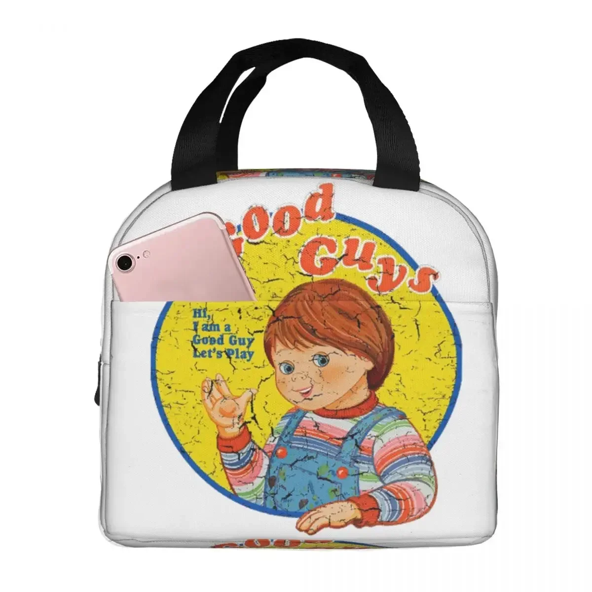 Good Guys Child\'s Play Chucky - Killer Doll Overalls Lunch Bags Insulated Bento Box Portable Cooler Thermal Bag for Woman Work