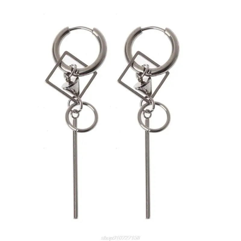 Personalized Long Tassel Pendant Drop Earrings Punk KPOP Boys Korean Earrings Hip Hop Stainless Steel Earrings AR18 22 Dropship