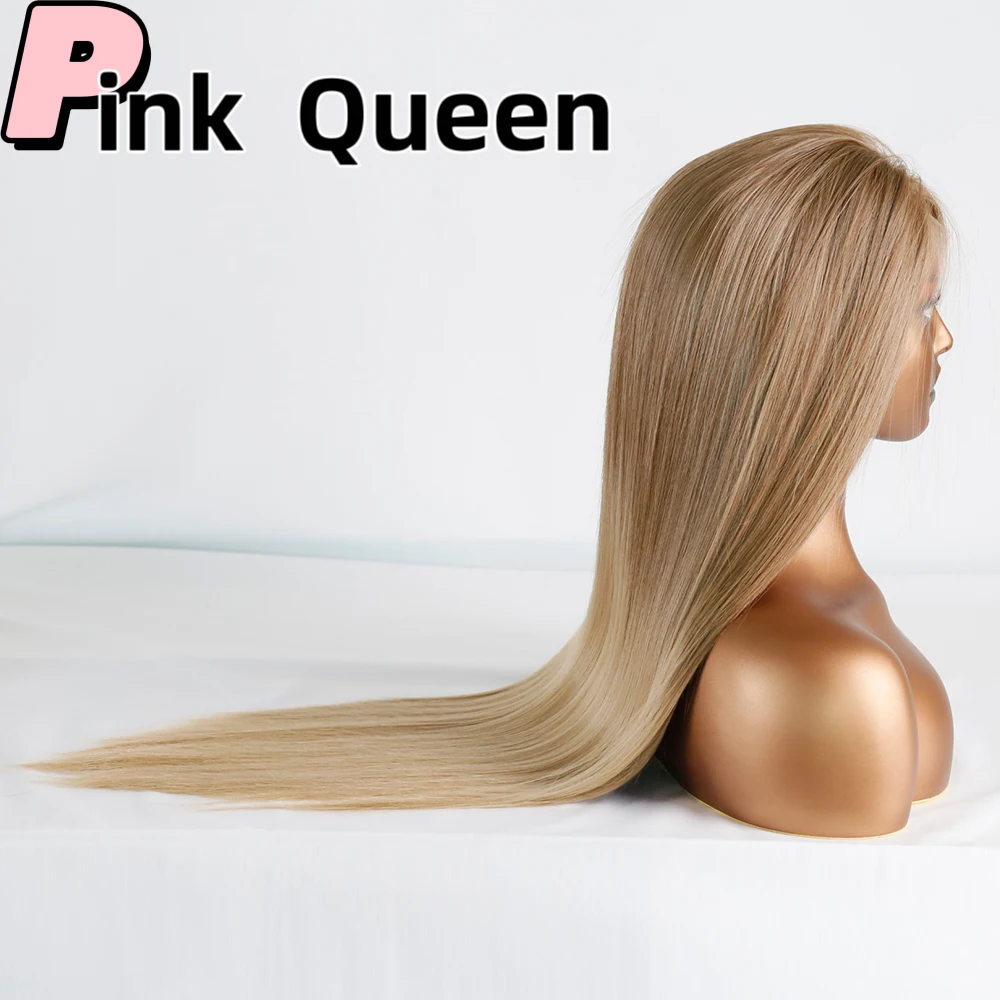 

New lace Front wig brown black long straight hair high temperature chemical fiber hairpiece US EUR style States free shipping