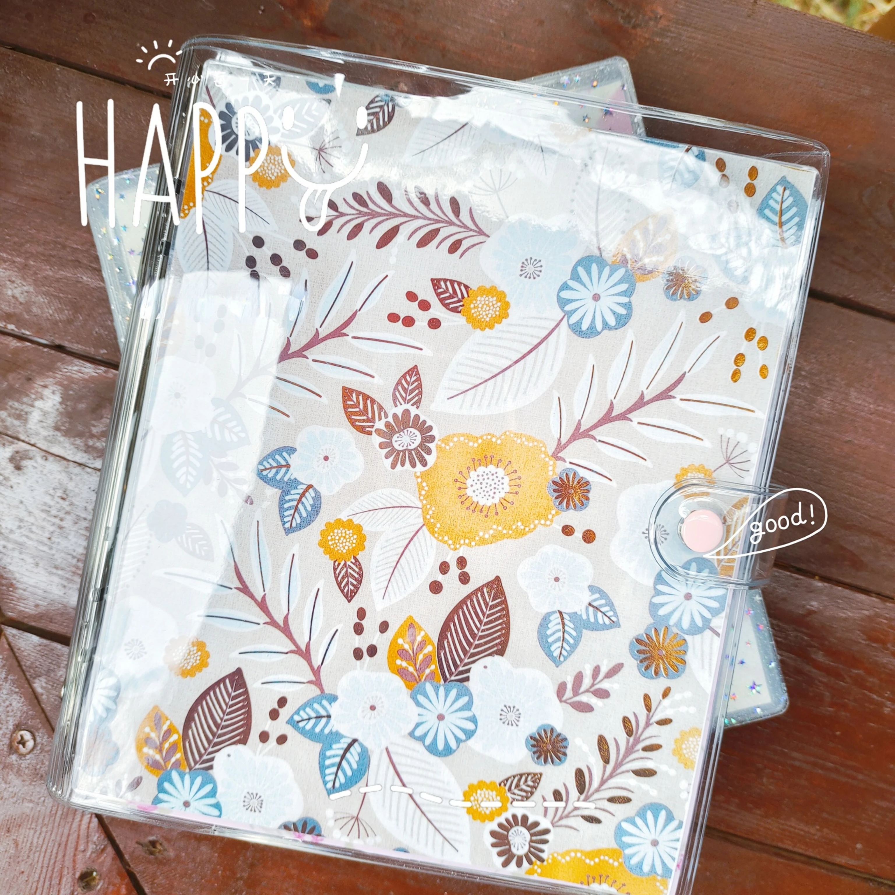 A5 High ClearTransparent Plants PVC Loose Leaf Notebook Cover Planner Agenda Organizer Diary Portable 6 Ring Binder 2023 New