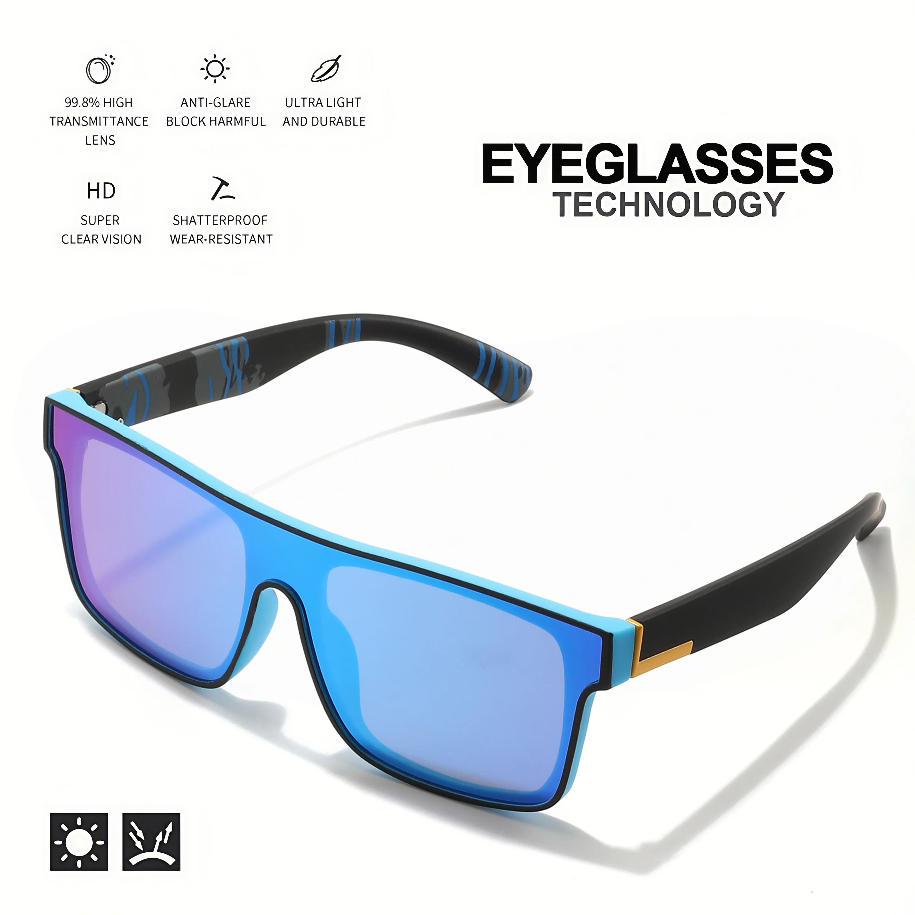 2PCS Classic Colorful Sports Sunglasses - One-Piece Lens, UV400 Unisex for Outdoor, Travel & Daily image 5
