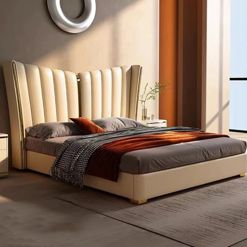 About CustomDesign Luxury Leather Double Bed Bedroom Furniture Set Modern Solid Wood Frame Full Upholstered king Size Bed*