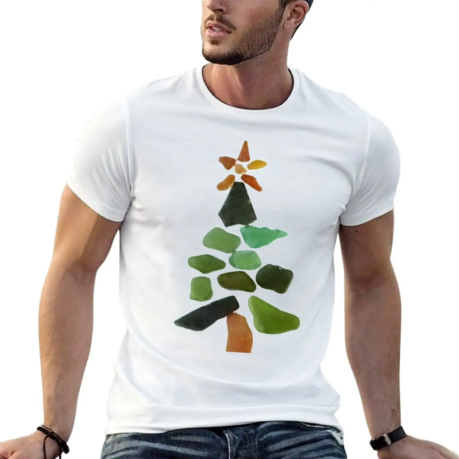 

Sea Glass Christmas Tree T-Shirt t shirt man cotton t shirts for man graphic tees T-Shirt