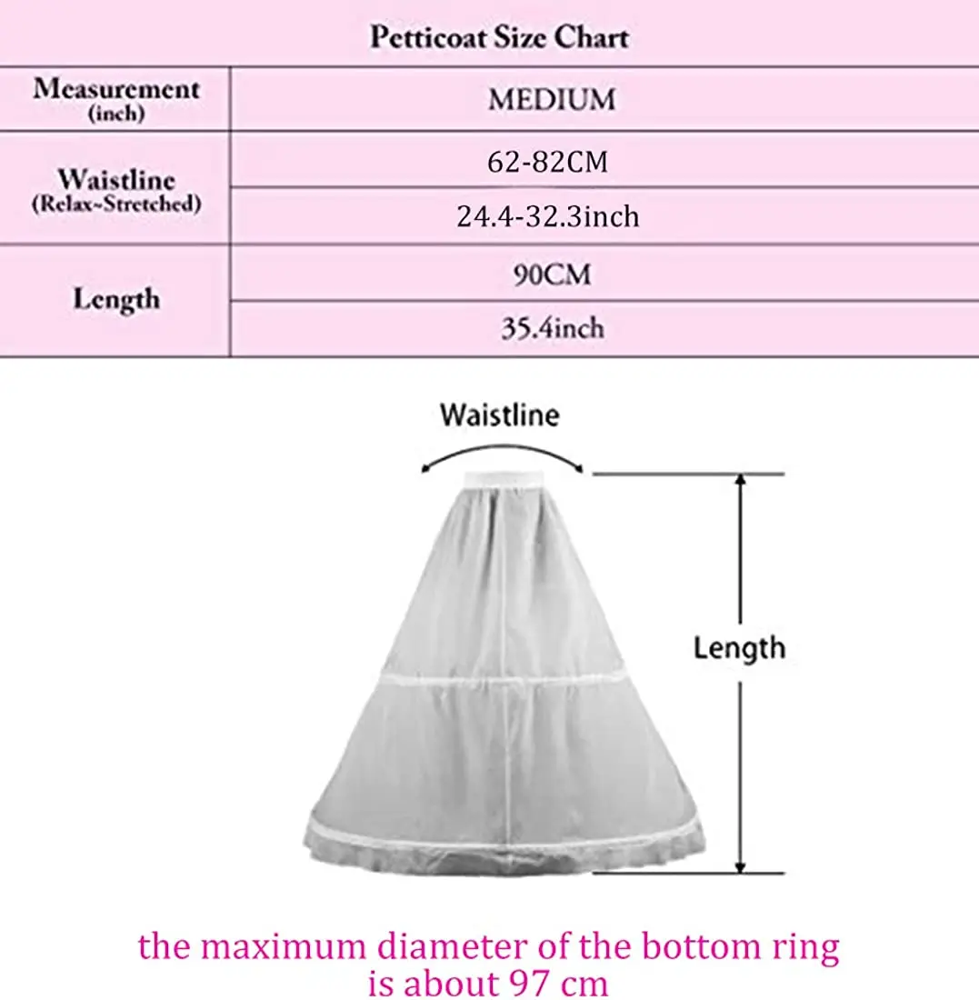 Women's 2 Hoops Bridal Crinoline White Petticoat Half Slip Underskirt Wedding Dress Bride Pannier Petticoat