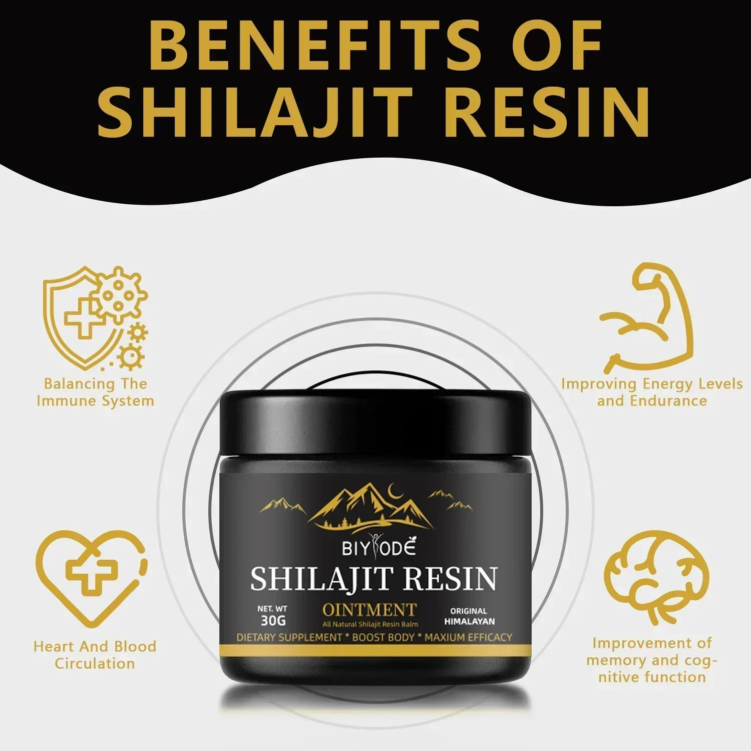 300MG Pure Himalayan Shilajit Resin With Spoon With 85+ Trace Minerals Slow down skin aging, give strong skeletal muscle