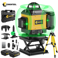CONENTOOL Laser Level with Tripod Multifunctional 4D Cross Line 16 Lines Self-Leveling Remote Control with 2 Battery Type-C Port