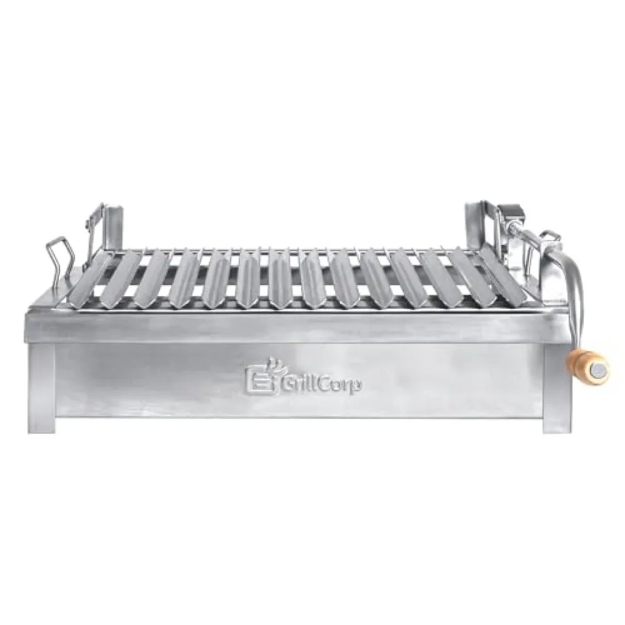 

Medium Argentine Grill Portable and Built-in 100% Stainless Steel BBQ with Lifting System and Drip Pan Fits Medium Roasting Box