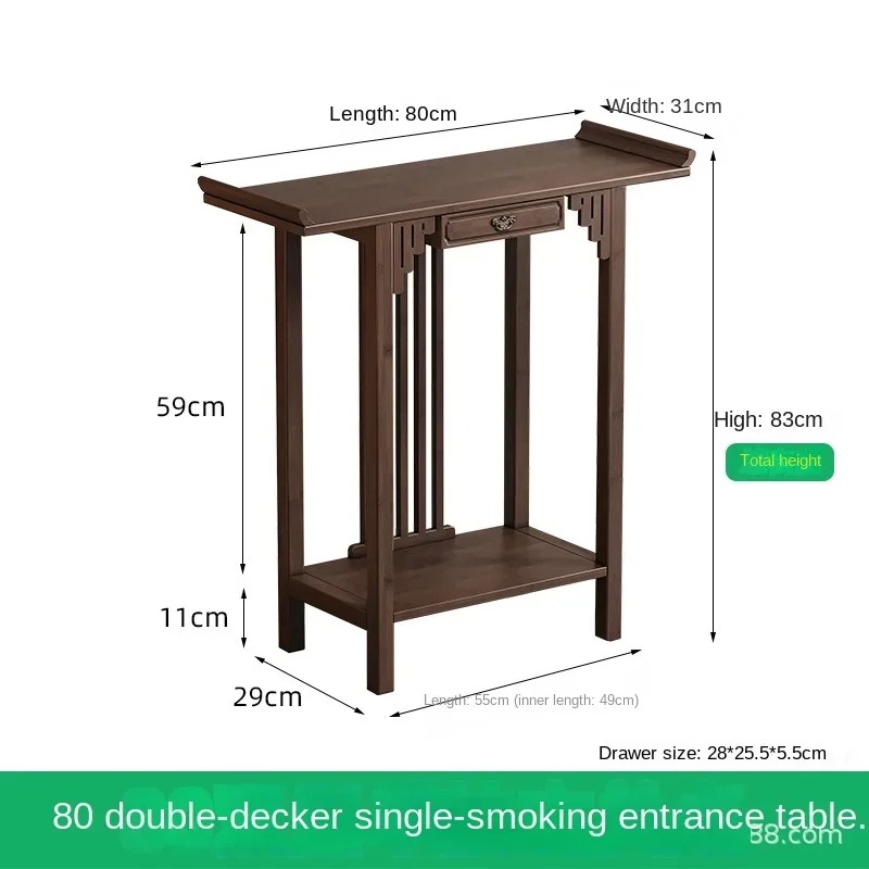 Nieuwe Chinese stijl offertafel voor de God of Wealth, bamboe en massief houten entreekast, moderne woonkamer Boeddhistische nich
