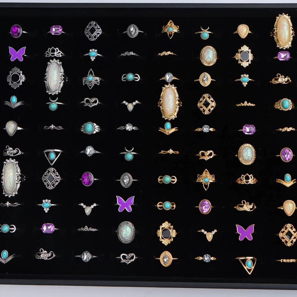 20/30 قطعة/الوحدة سحر الموضة بوهيميا الفاخرة الحجر الطبيعي أصابع خواتم للنساء مزيج نمط خمر مجوهرات اكسسوارات هدية حفلة