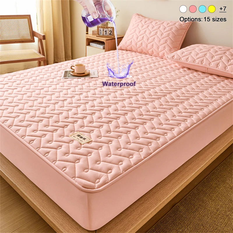 Waterproof Quilted Mattress Protector, Soft Breathable Mattress Cover with Deep Pocket, Liquid & Stain Resistant, Slip‑Resistant