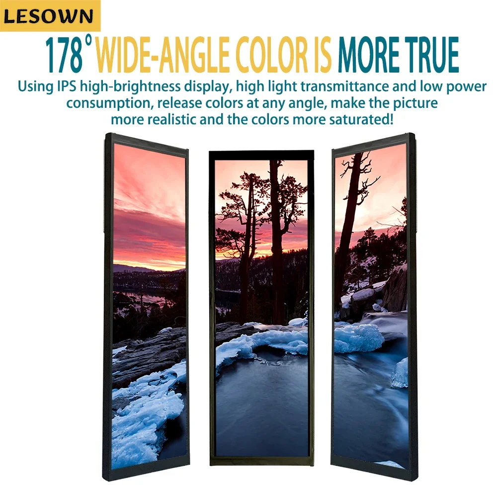 LESOWN 7.9 inch Stretched Bar Secondary Screen Display 7.84 Wide mini Long Strip HDMI IPS 400x1280 LCD Monitor for PC Computer
