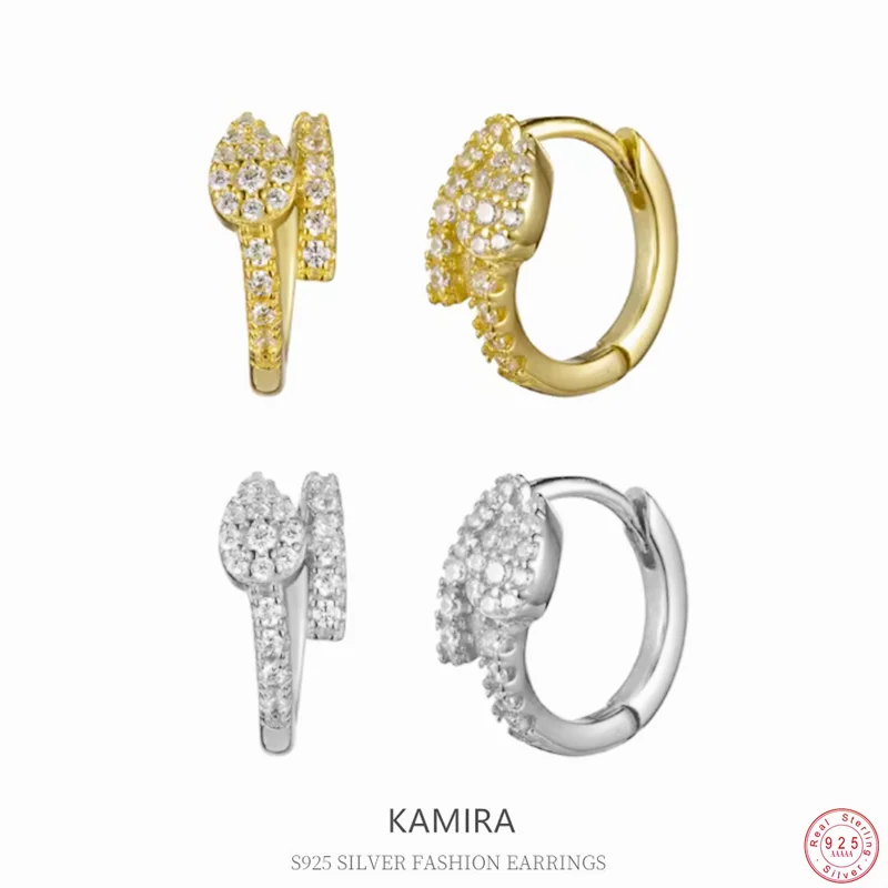

KAMIRA 925 Sterling Silver Elegant Luxury Zircon Snake Hoop Earrings for Women Delicate Chic Temperament Party Fashion Jewelry