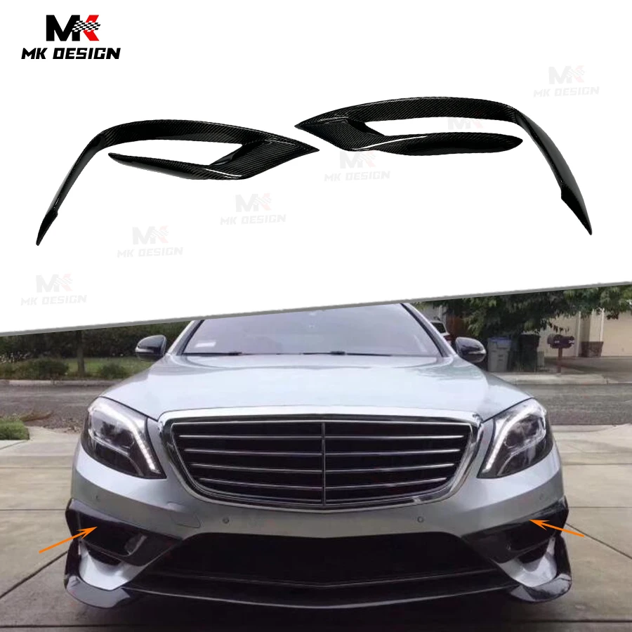 

Carbon Fiber Front Bumper Upper Splitter Fog Light Cover For Mercedes Benz S Class W222 S63 S65 AMG 2018+ Car Accessories