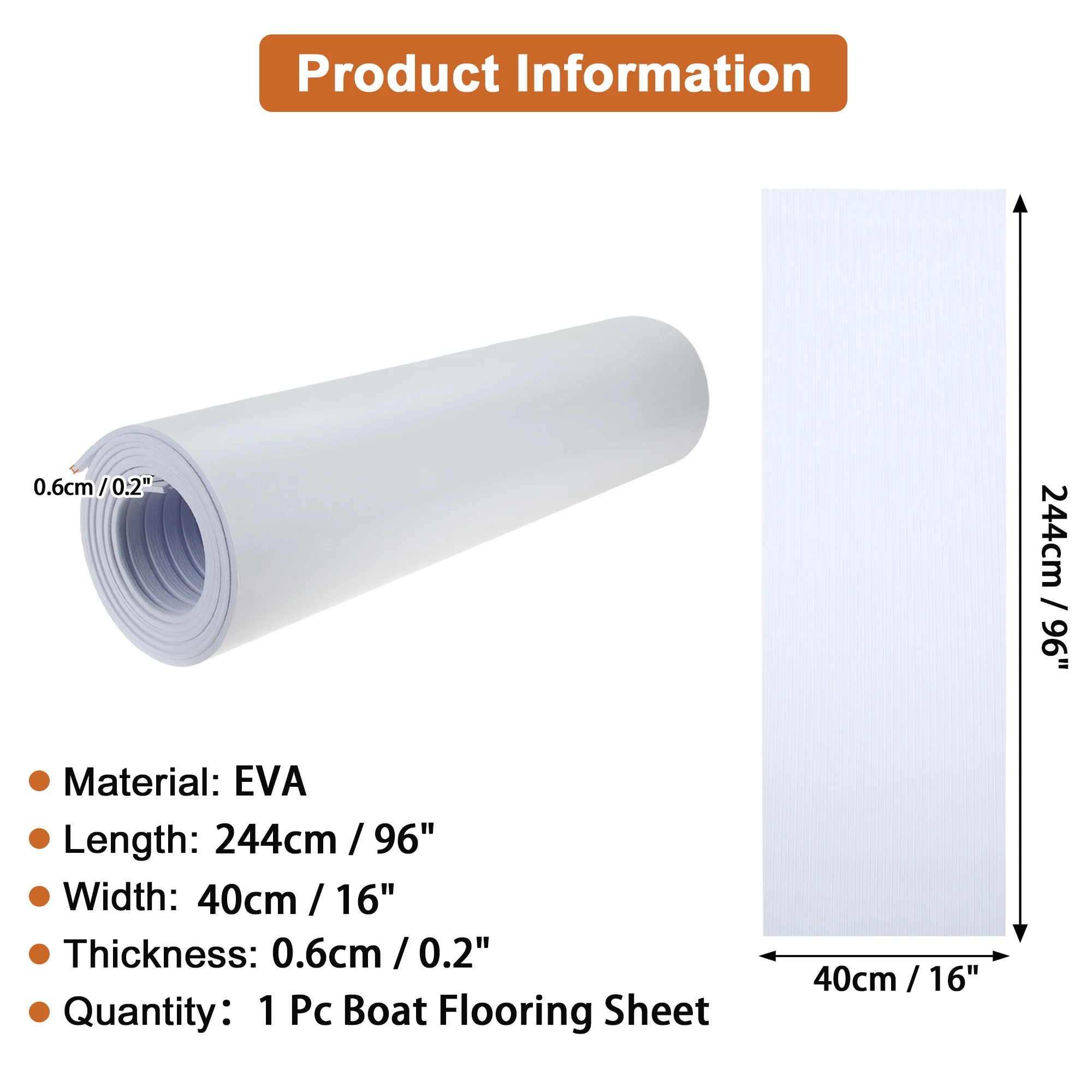 UXCELL الأبيض 244x40x0.6 سنتيمتر ذاتية اللصق قارب الأرضيات ورقة إيفا رغوة ورقة عدم الانزلاق وسادة تثبيت للقوارب التزيين لوح التزلج #6