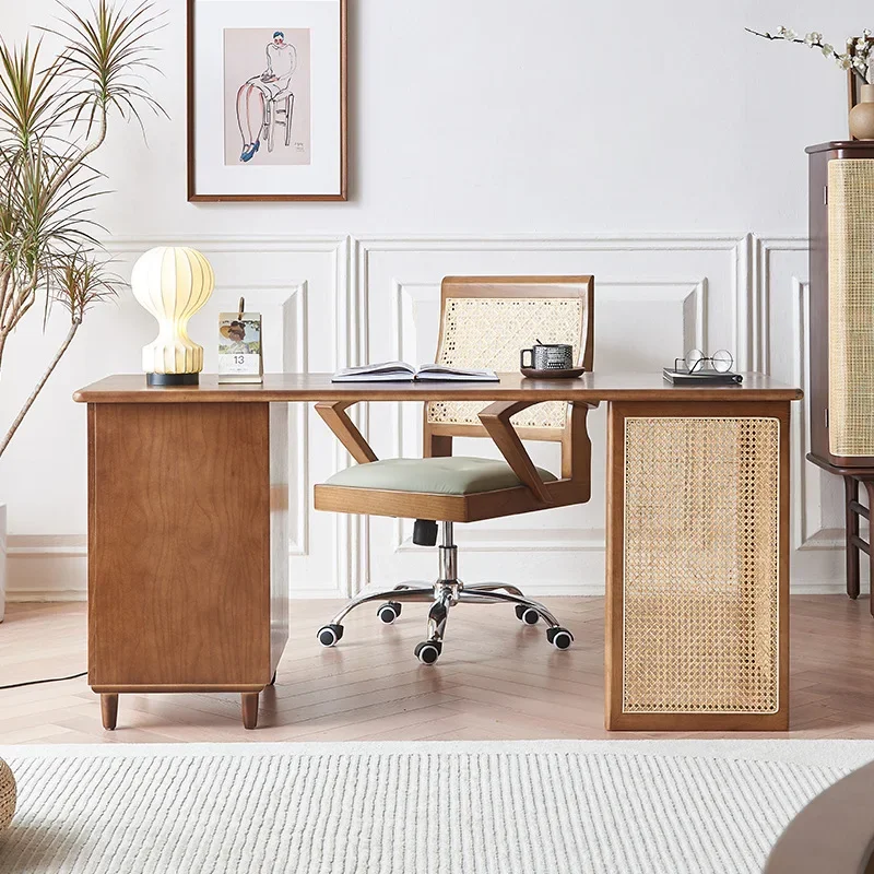Nordic home solid wood desk living room bedroom student study table multi-function