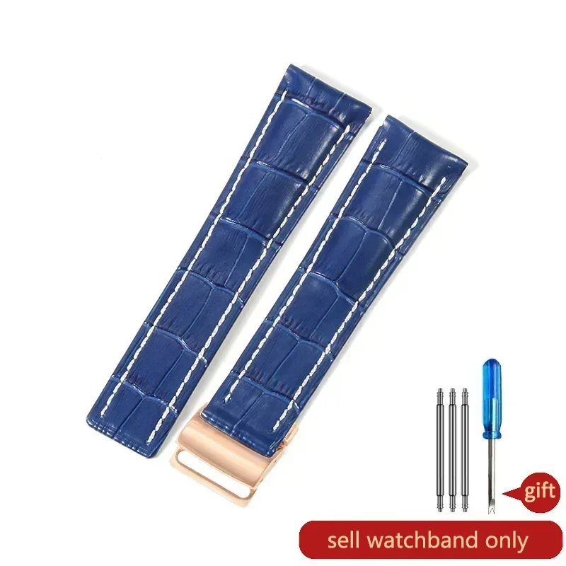 Italian Soft and Skin Friendly Genuine Leather Watch Strap for Breitling Super Ocean Aviation Timing Avenger 22/24mm