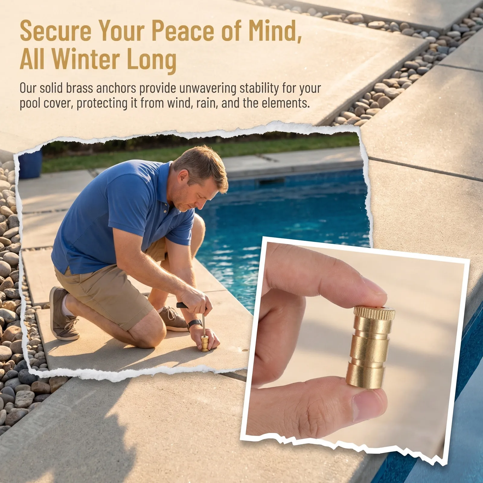 10Pcs Brass Pool Cover Anchors Inground Anchor Bolts Universal Size Concrete Deck Mounting Hardware Safety Pool Cover