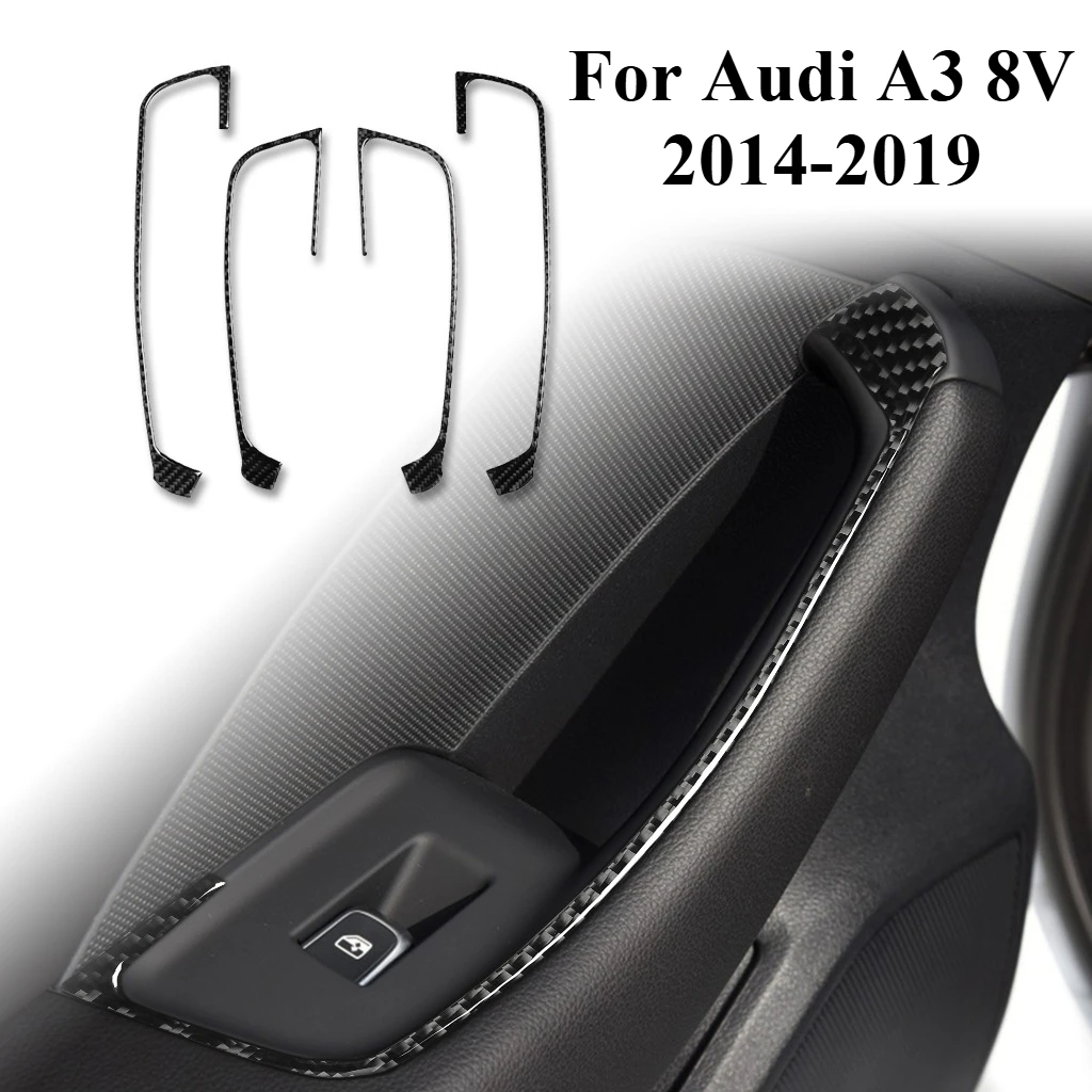 

For Audi A3 8V 2014-2019 Carbon Fiber Window Switch Panel Cover - Glossy Auto Interior Trim Styling Upgrade Accessories (4PCS)