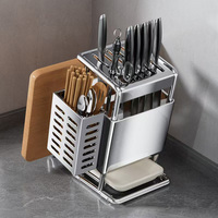 Stainless Steel Kitchen Knife Holder Multifunctional Knife Storage Organizer Cutlery Rack Pot Lid Rack Cutting Board Racks