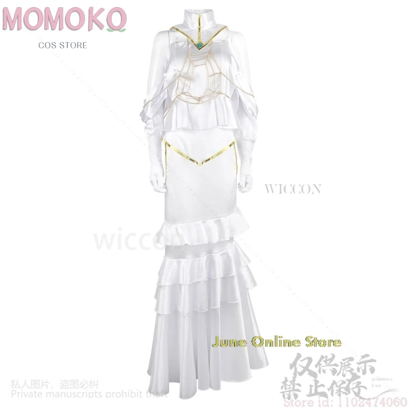 Anime Overlord Cosplay Albedo Costume Halloween Christmas Women Girls White Dress Sexy Lolita Horn Long Wigs Roleplay For Party