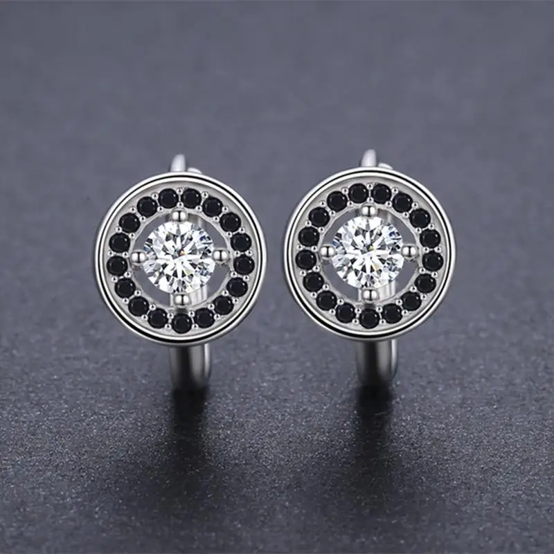 ZHOUYANG Stud Earrings For Women Classic Style Clear Black Zircon Silver Color Party Birthday Gifts Fashion Jewelry KBE266