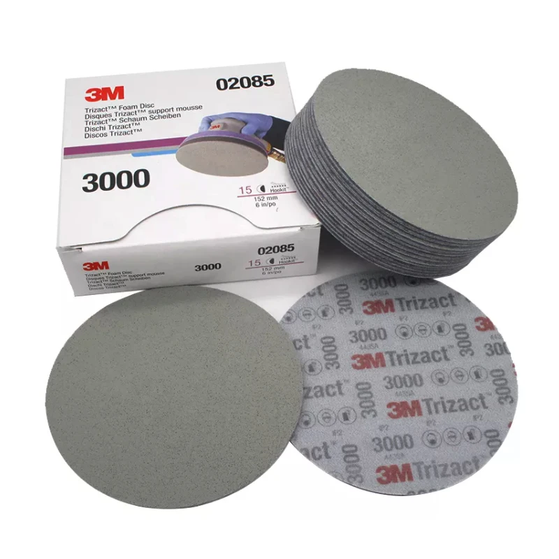 3M 02085 6 Inch 152mm Wet and Dry Sponge Sandpaper Disc 3000 Grit Car Paint Surface Grinding and Polishing Tool