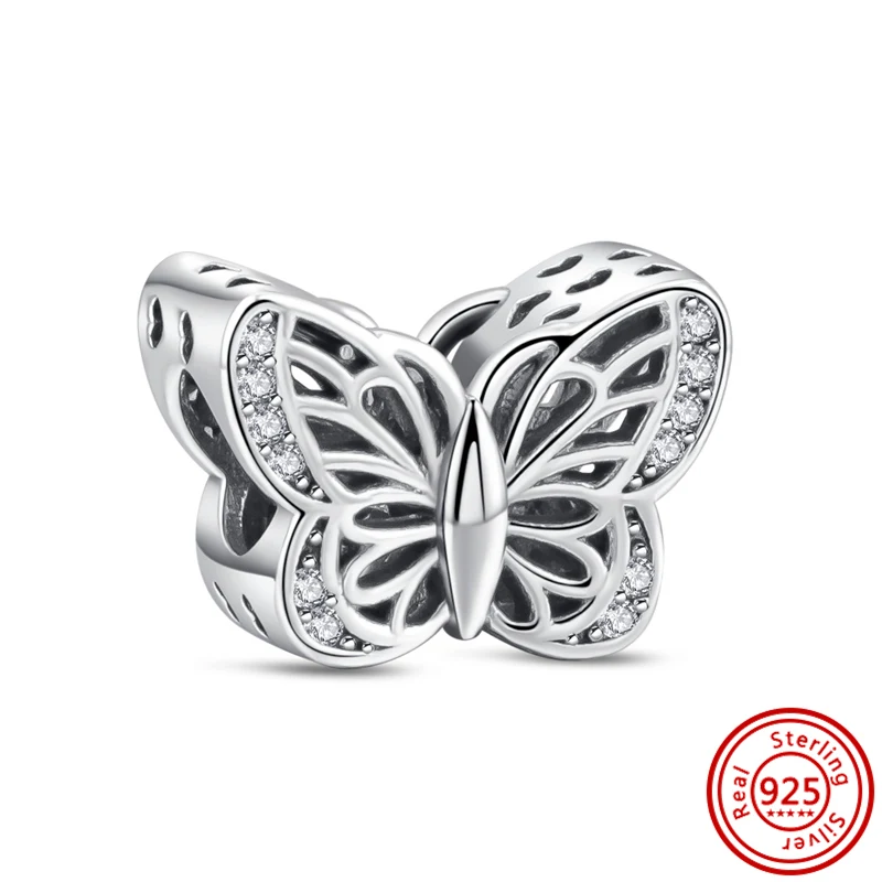 New Original 925 Sterling Silver Beautiful Butterfly Series Pendant Sparkling Fine Beads Fit Pandora Charms Bracelet DIY Jewelry