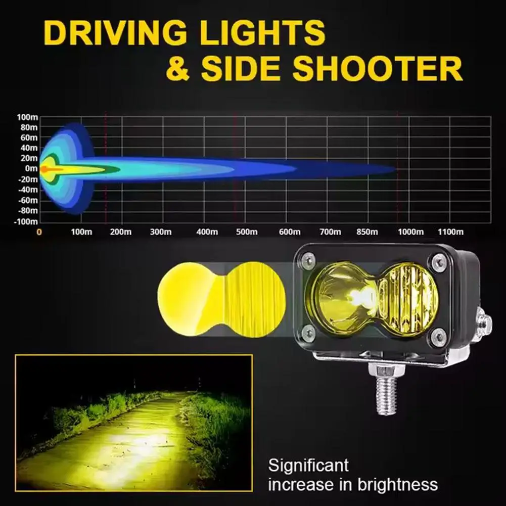 3 Inch Car Spotlight White Yellow LED Pod Driving Work Light for Motorcycle Pickup Truck Offroad Roof Luggage Rack Lamp 20W image 4