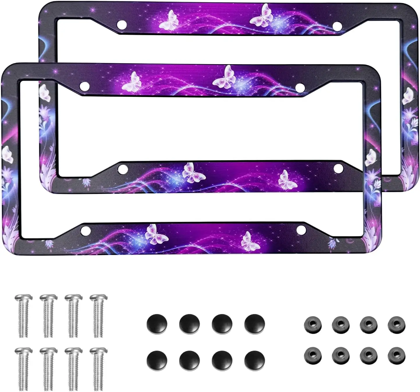 

Butterfly License Plate Frame Cover Universal US Car Plate Holder Tag Accessories Decor 2 Pack with Screws 12.3x6.3 Inch