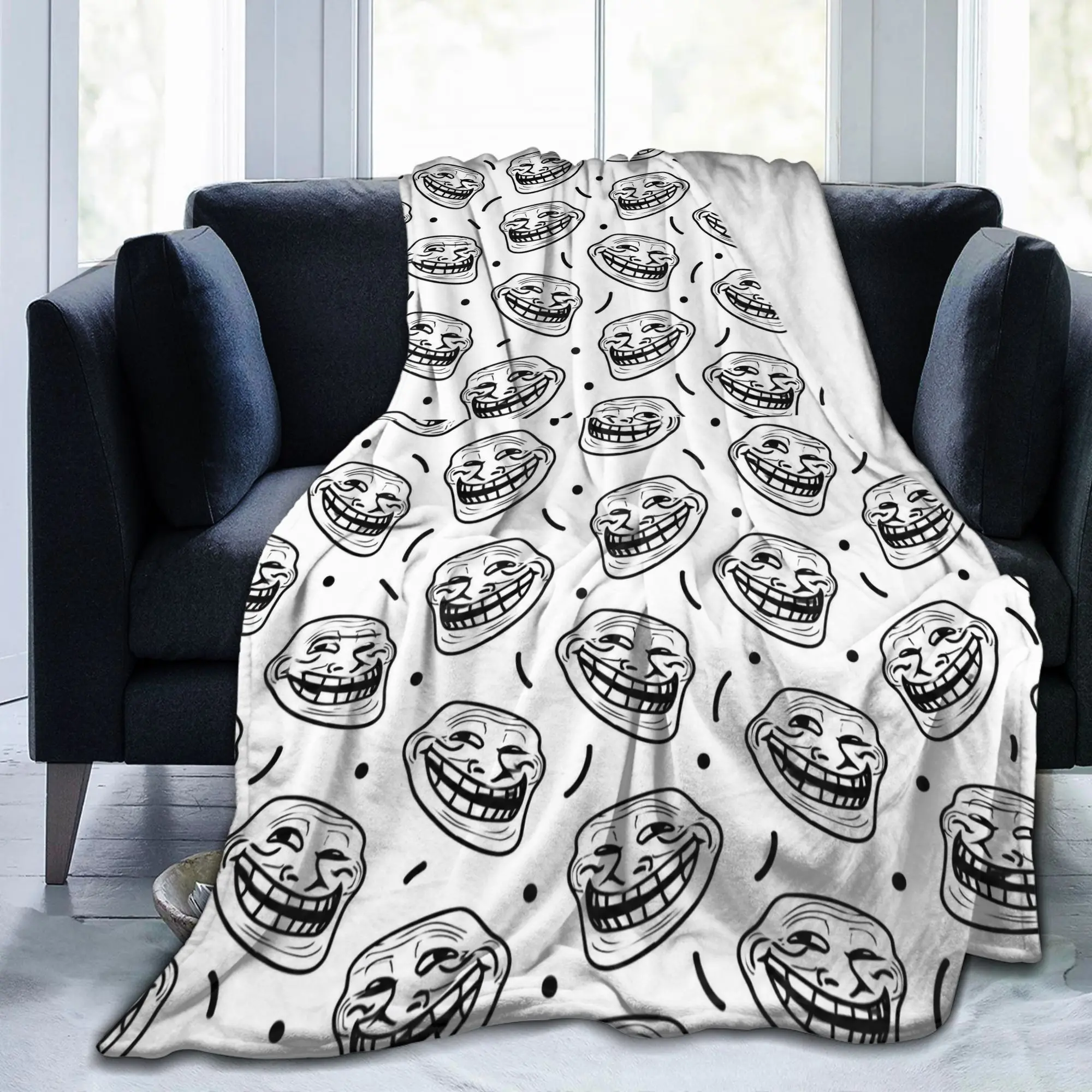 Warm Blanket Travel Office Rage Comic Trollfac Trunk Funny Anime Throw Blanket  Flannel Bedspread For Couch Chair Sofa Bed Cover