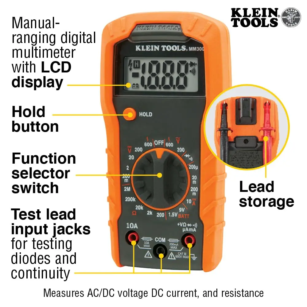 Imagem -04 - Klein Ferramentas-kit de Teste Elétrico com Multímetro Digital sem Contato Tester Tensão Tomada Elétrica Tester Leads 69149p