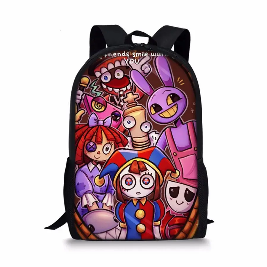 Mochila con póster de circo DIGITAL THE AMAZING, bolsa de estudiante escolar para niños, Material Oxford, mochilas de