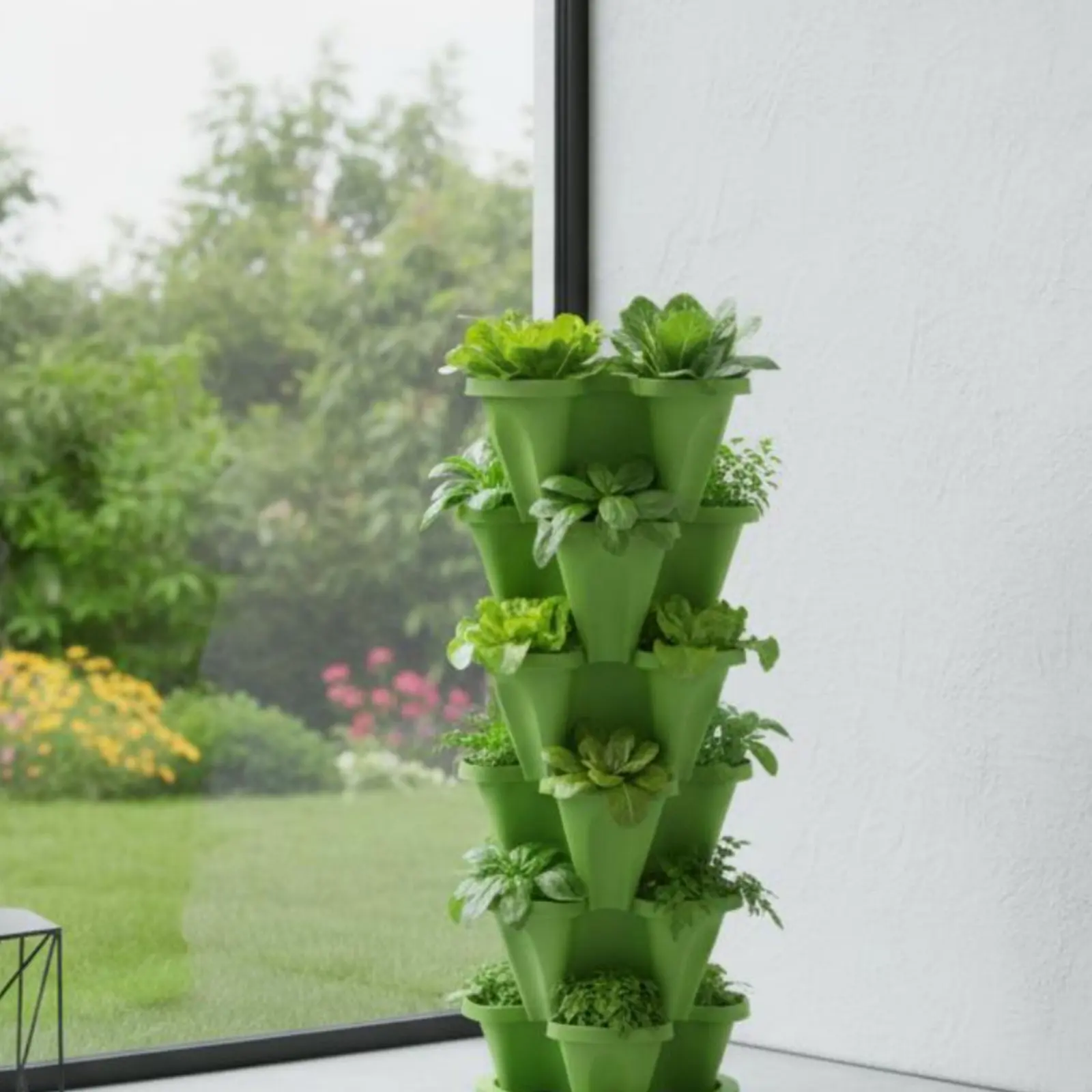 

Multi-Tier Pipe Planter Food-Grade Material PVC Pipe Planting System Upright Hydroponic Garden High Output for Beginners, Indoor