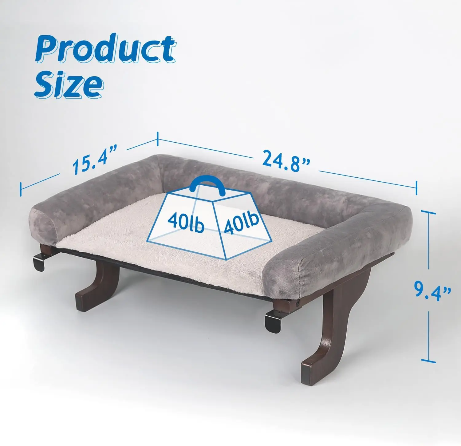 Perch for Window Peitoril com Bolster, Design Hammo Ortopédico, Premium Hardwood e Robust Metal Frame, Cat Window Seat