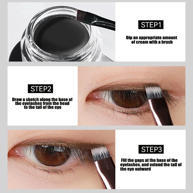 Smooth Waterproof Eyeliner Cream Smokey Gel Eye Liner Soft Easy Wear High Pigment Brown Matte Concealer Smudge-proof Eyes Makeup