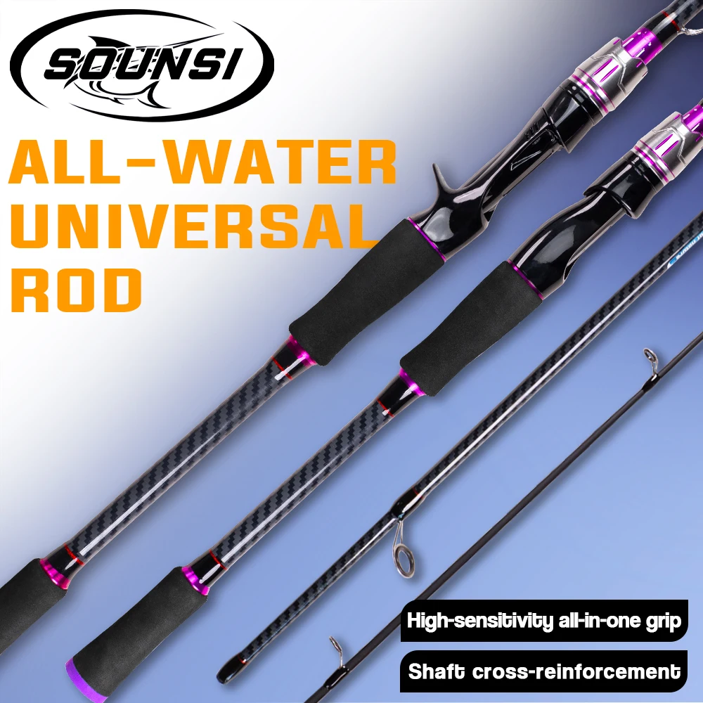 SOUNSI Fishing Rod Lure Rod 1.68-1.8m 2 Section long Steel Rod Carbon Spinning Casting Freshwater Saltwater Bass Fishing Rod