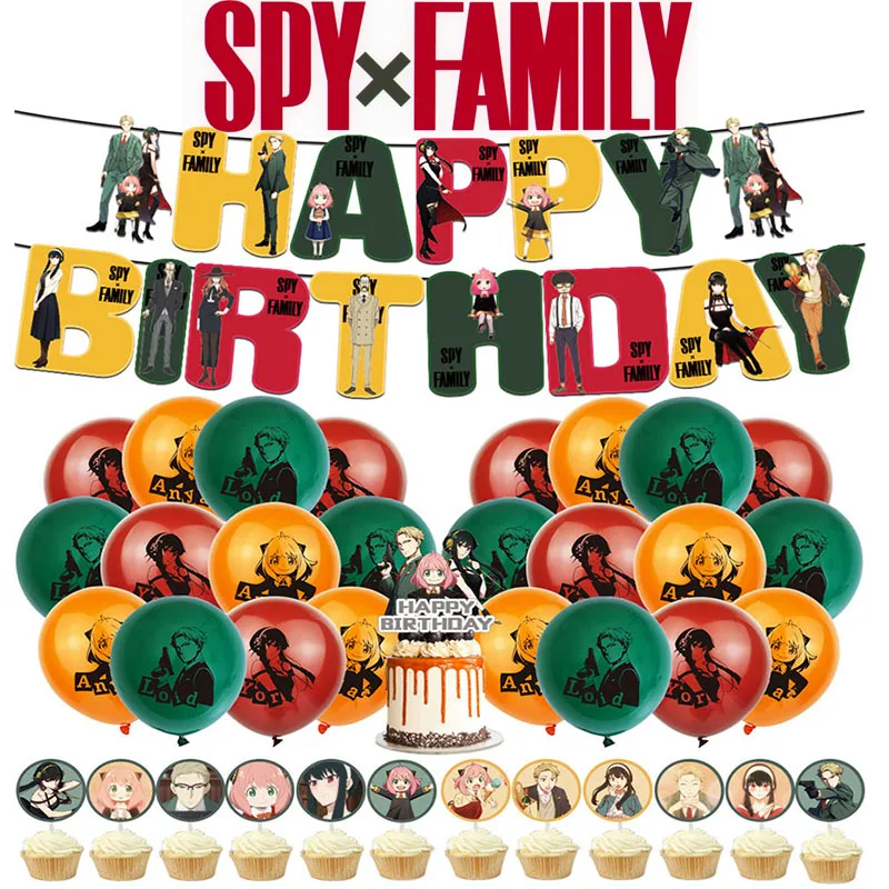 SPY×FAMILY Birthday Party Anime Action Figure Aniya Gambar spanduk kue sisipan balon Festival Dekorasi Prop grosir