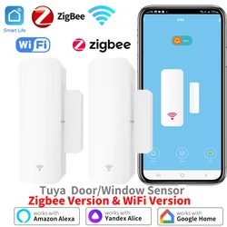 Tuya Zigbee Wifi Door Sensor Window Entry Sensor Security Burglar Magnetic Sensor Alarm Smart Life Work With Alexa Google Home