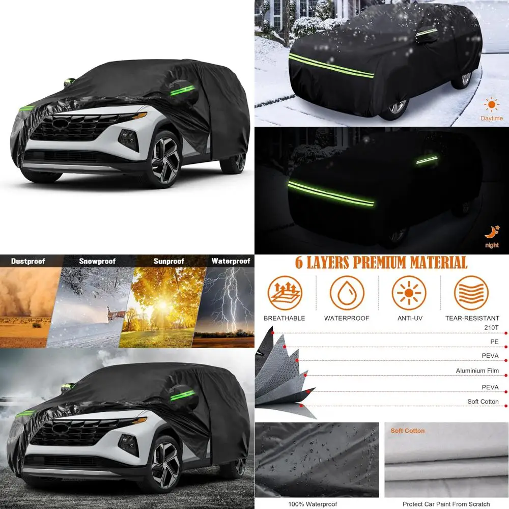 

Всепогодный 6-слойный автомобильный чехол на заказ для моделей Tucson 2010-2025 гг., с дверью на молнии и ветрозащитным дизайном