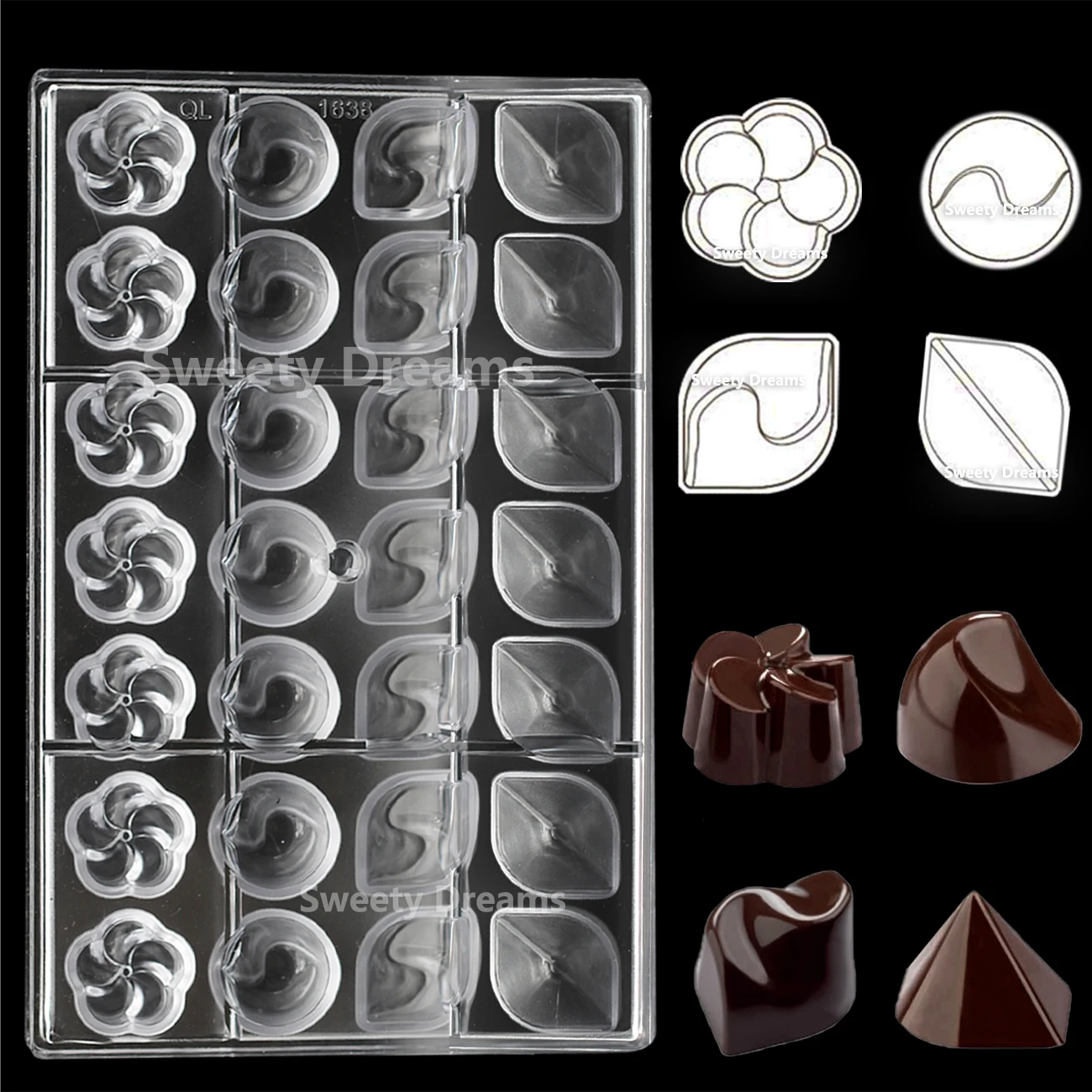 3D Chocolate Molds Multitype Candy Jelly Polycarbonate Moulds  Kitchen Baking Pastry Confectionery Tools