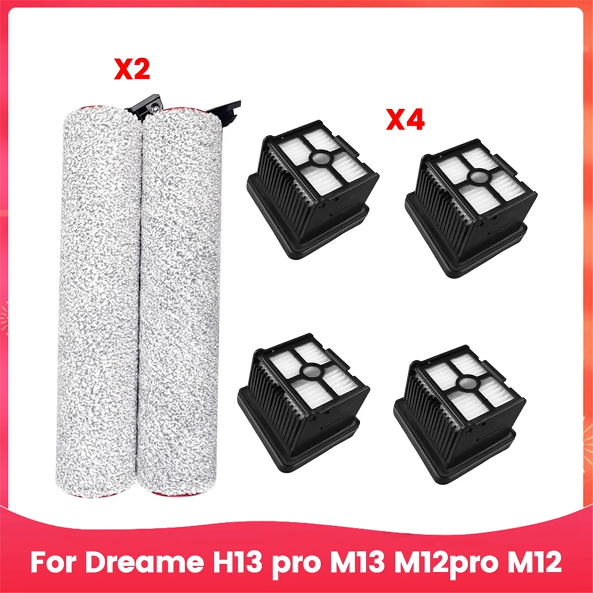 For Dreame H13 Pro M13 M12pro M12 Handheld Cordless Wet Dry Vacuum Includes Roller Brush Filter Replacement Parts