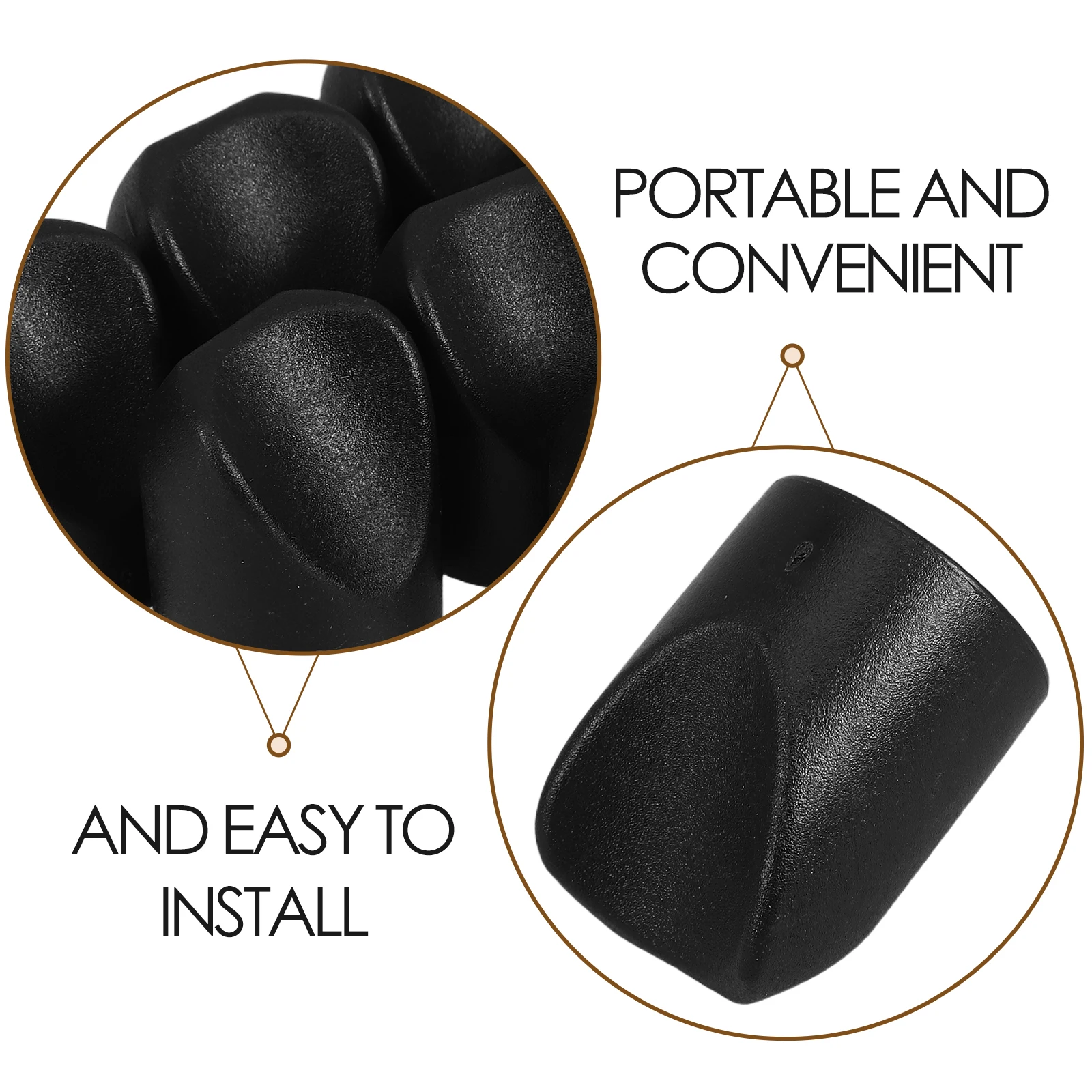 8pcs Black Folding Chair Stability End Caps V Shape Heavy Duty Nylon Replacement for Metal Upholstered Chairs Universal Fit